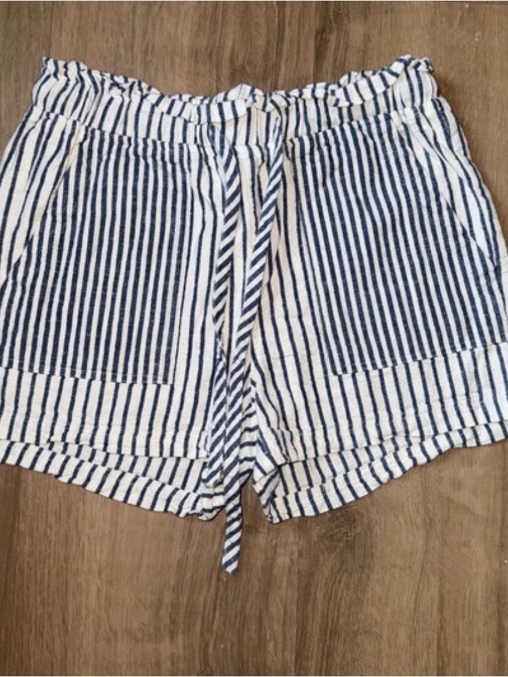 Thread & Supply Navy and White Striped Drawstring shorts